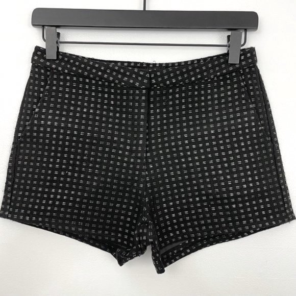 New Very J Shiny Stitch Textured Weave Shorts Black Size Small - Picture 2 of 16